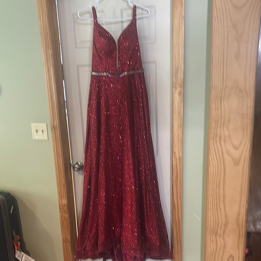 May Queen Red Sequin Prom Dress